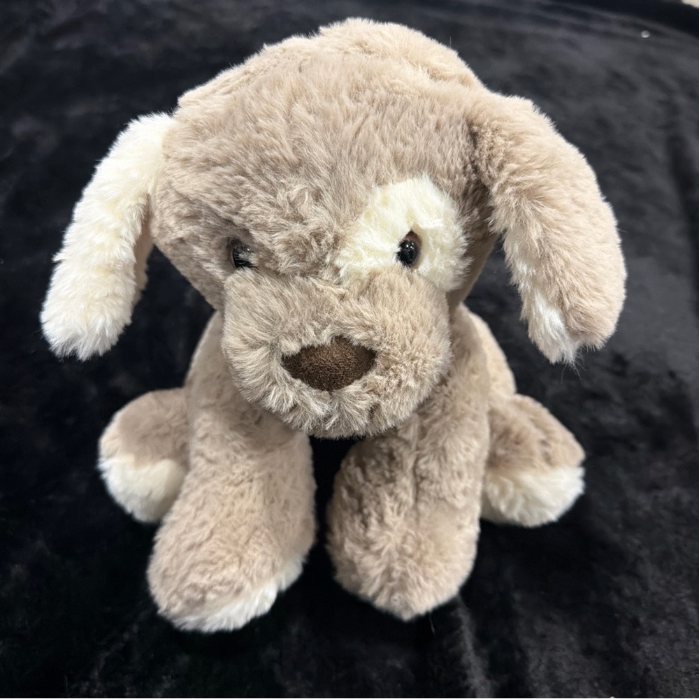 Bearington Plush Tan & Cream Puppy Dog Toy - Soft Cuddly Pet Plush